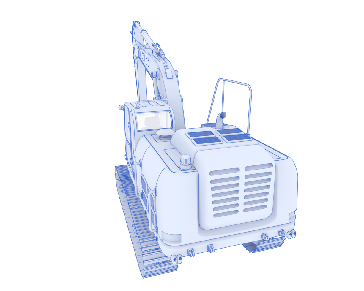 Track excavator isolated on background. 3d rendering - illustration png