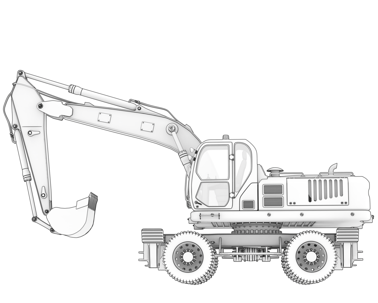 Wheel excavator isolated on background. 3d rendering - illustration png