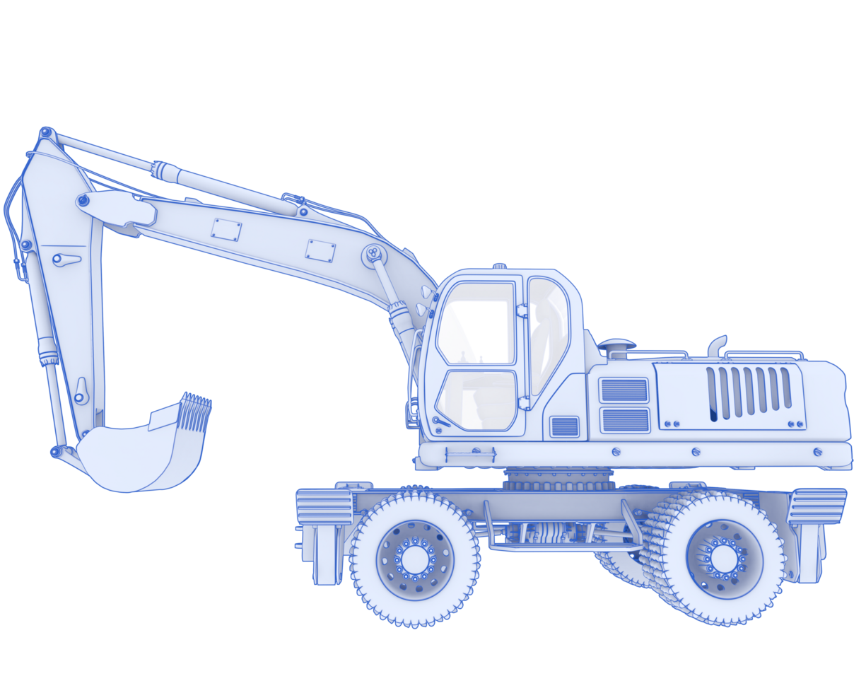 Wheel excavator isolated on background. 3d rendering - illustration png