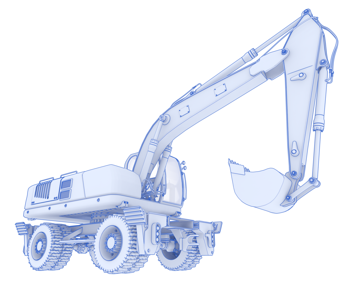 Wheel excavator isolated on background. 3d rendering - illustration png