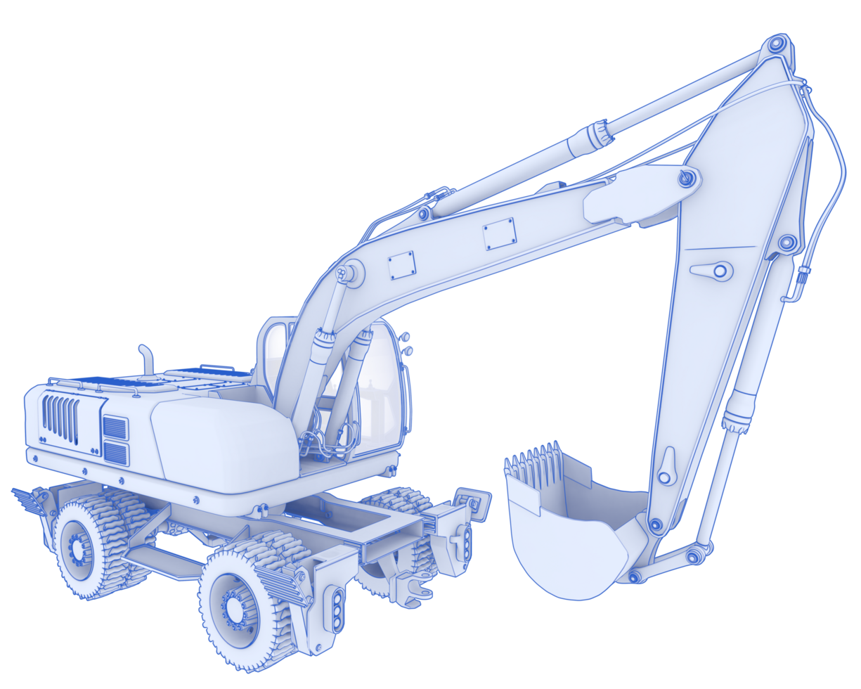 Wheel excavator isolated on background. 3d rendering - illustration png
