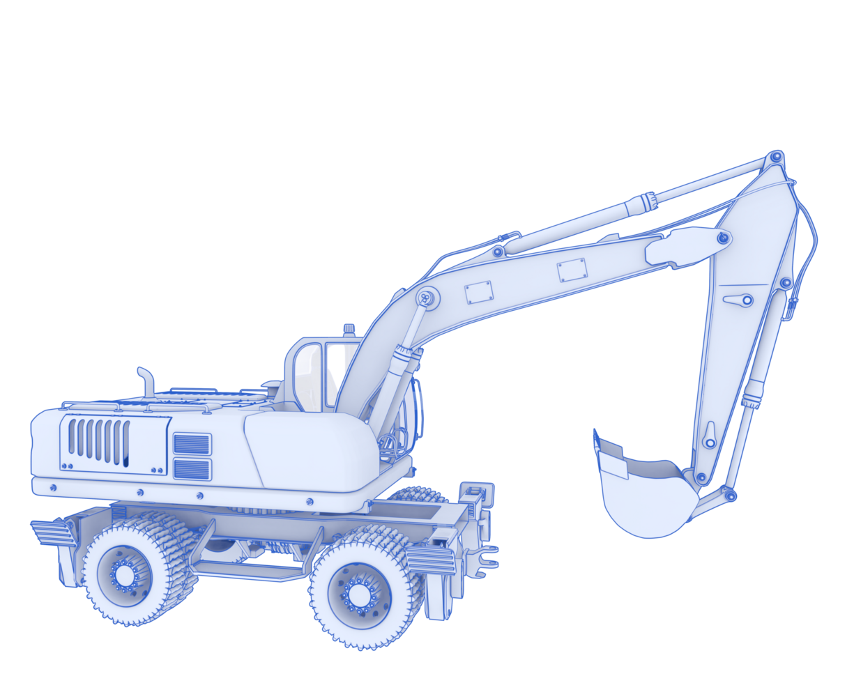 Wheel excavator isolated on background. 3d rendering - illustration png