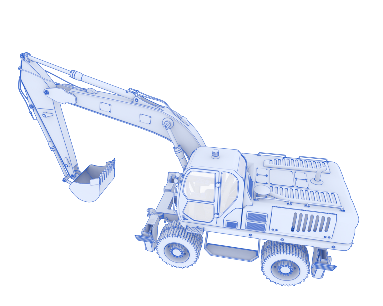 Wheel excavator isolated on background. 3d rendering - illustration png