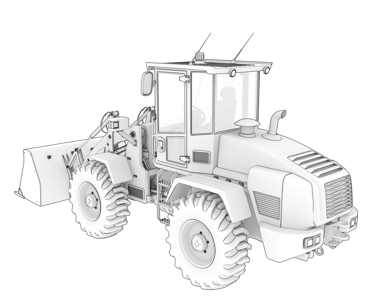 Wheel loader isolated on background. 3d rendering - illustration png