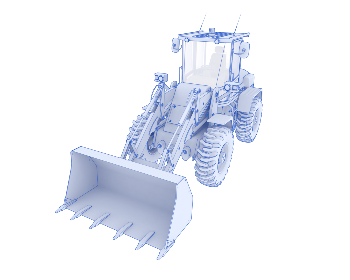 Wheel loader isolated on background. 3d rendering - illustration png