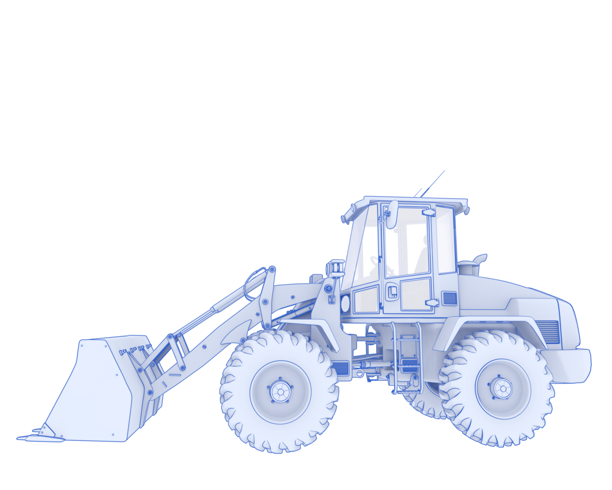 Wheel loader isolated on background. 3d rendering - illustration png