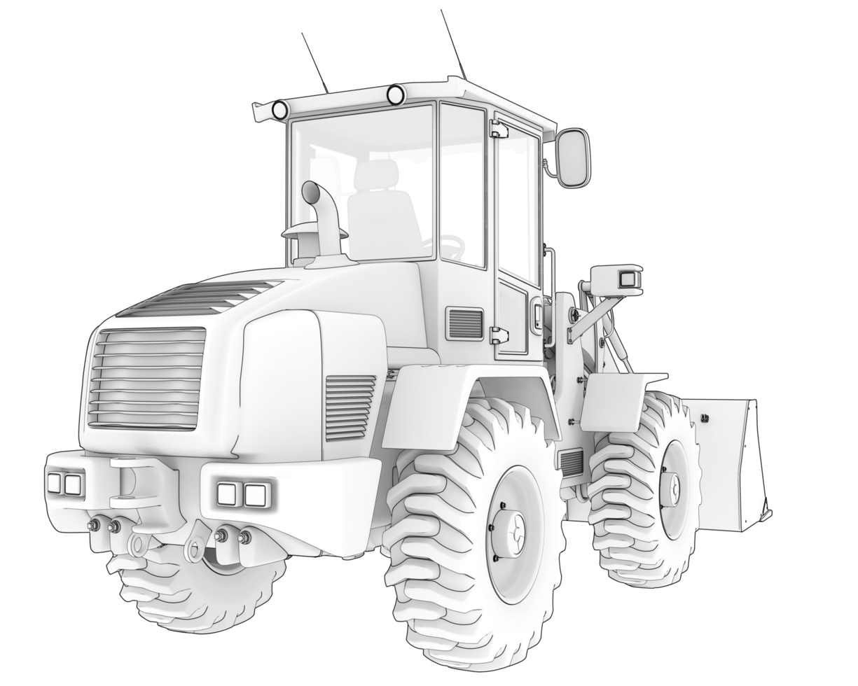 Wheel loader isolated on background. 3d rendering - illustration png