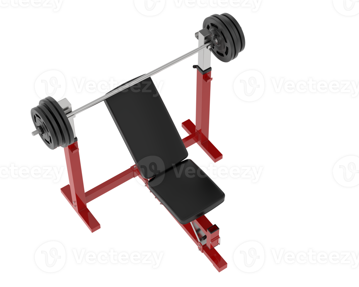 Flat weight bench isolated on background. 3d rendering - illustration png