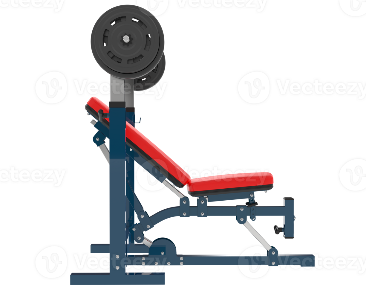 Flat weight bench isolated on background. 3d rendering - illustration png