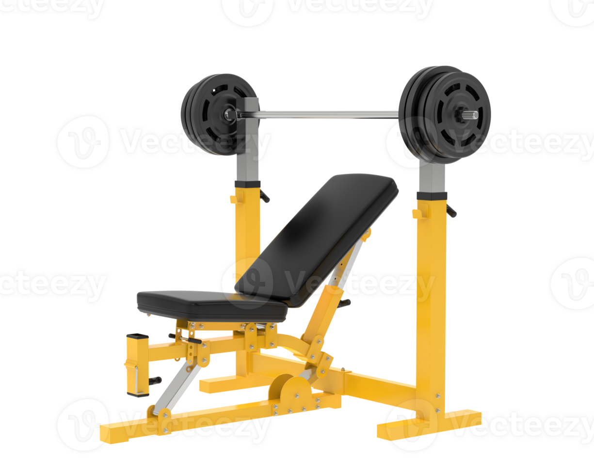 Flat weight bench isolated on background. 3d rendering - illustration png