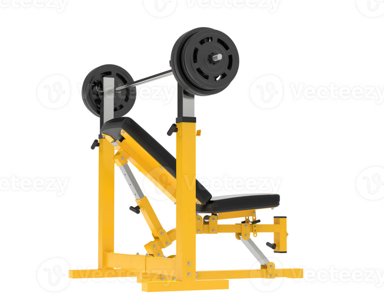 Flat weight bench isolated on background. 3d rendering - illustration png
