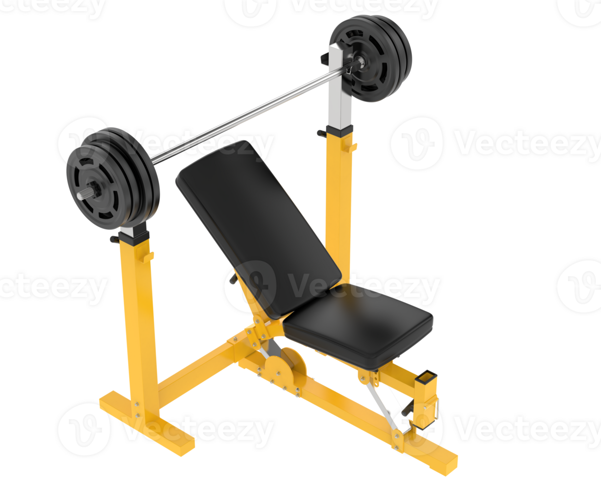 Flat weight bench isolated on background. 3d rendering - illustration png