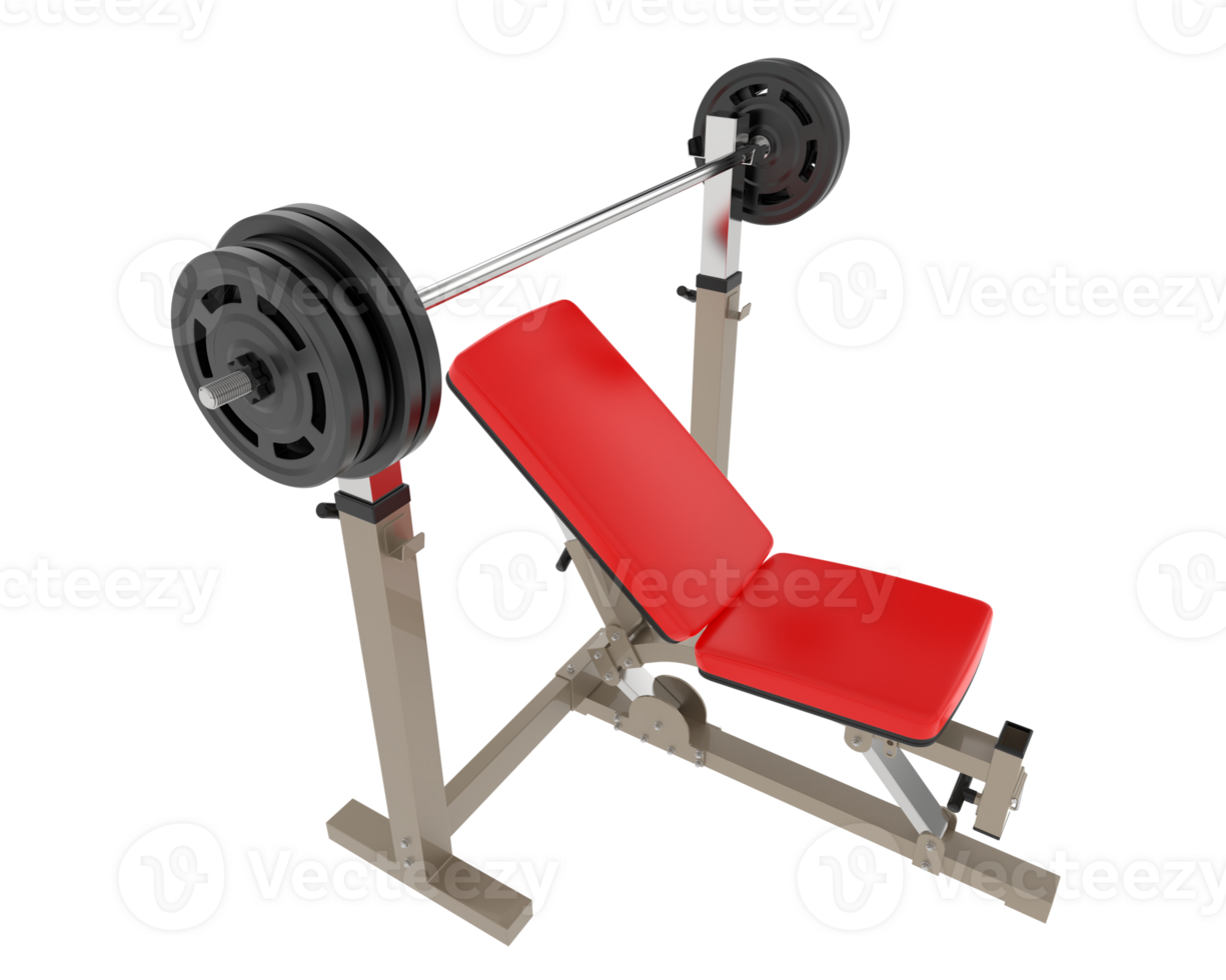 Flat weight bench isolated on background. 3d rendering - illustration png