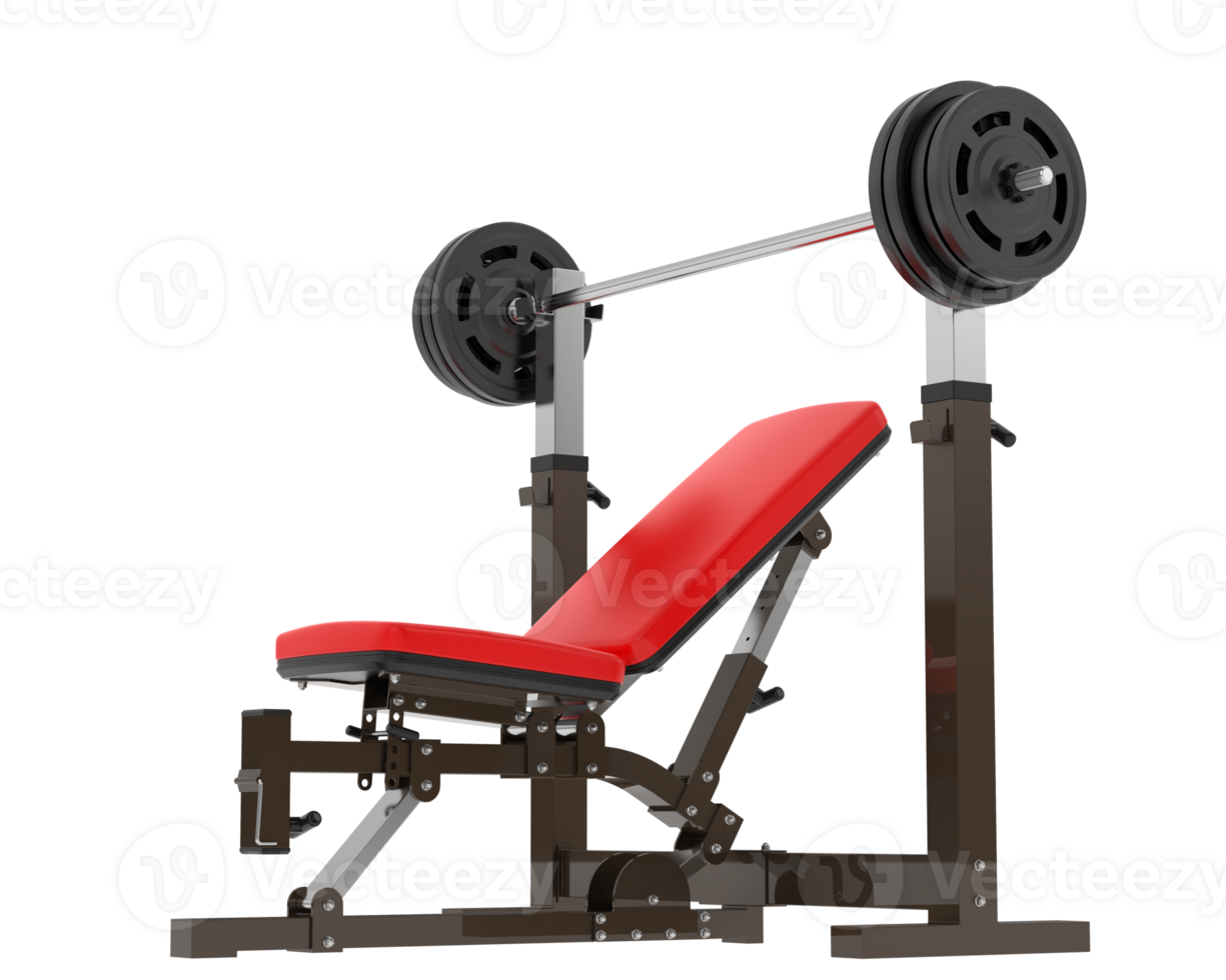 Flat weight bench isolated on background. 3d rendering - illustration png