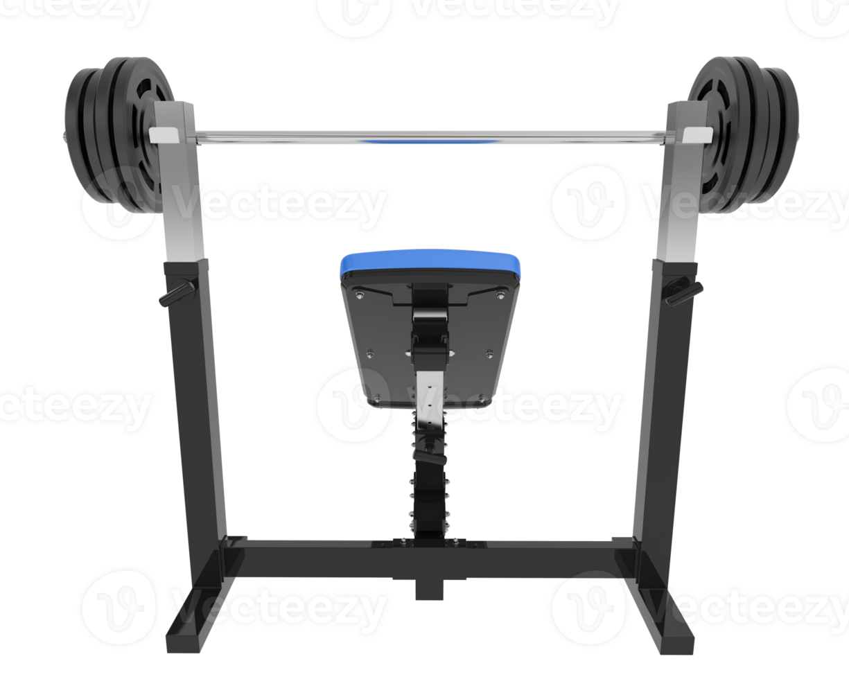 Flat weight bench isolated on background. 3d rendering - illustration png