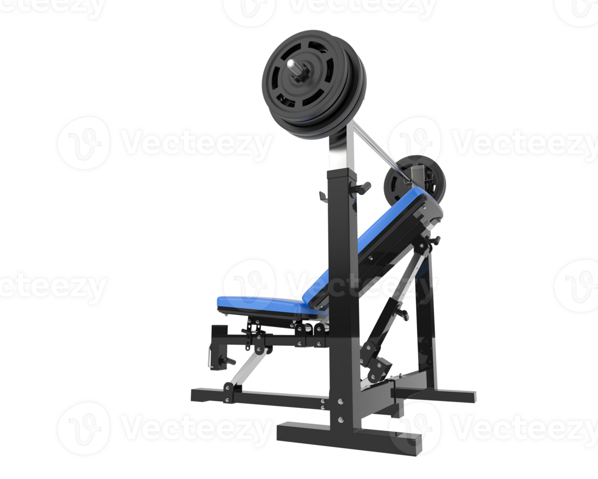 Flat weight bench isolated on background. 3d rendering - illustration png