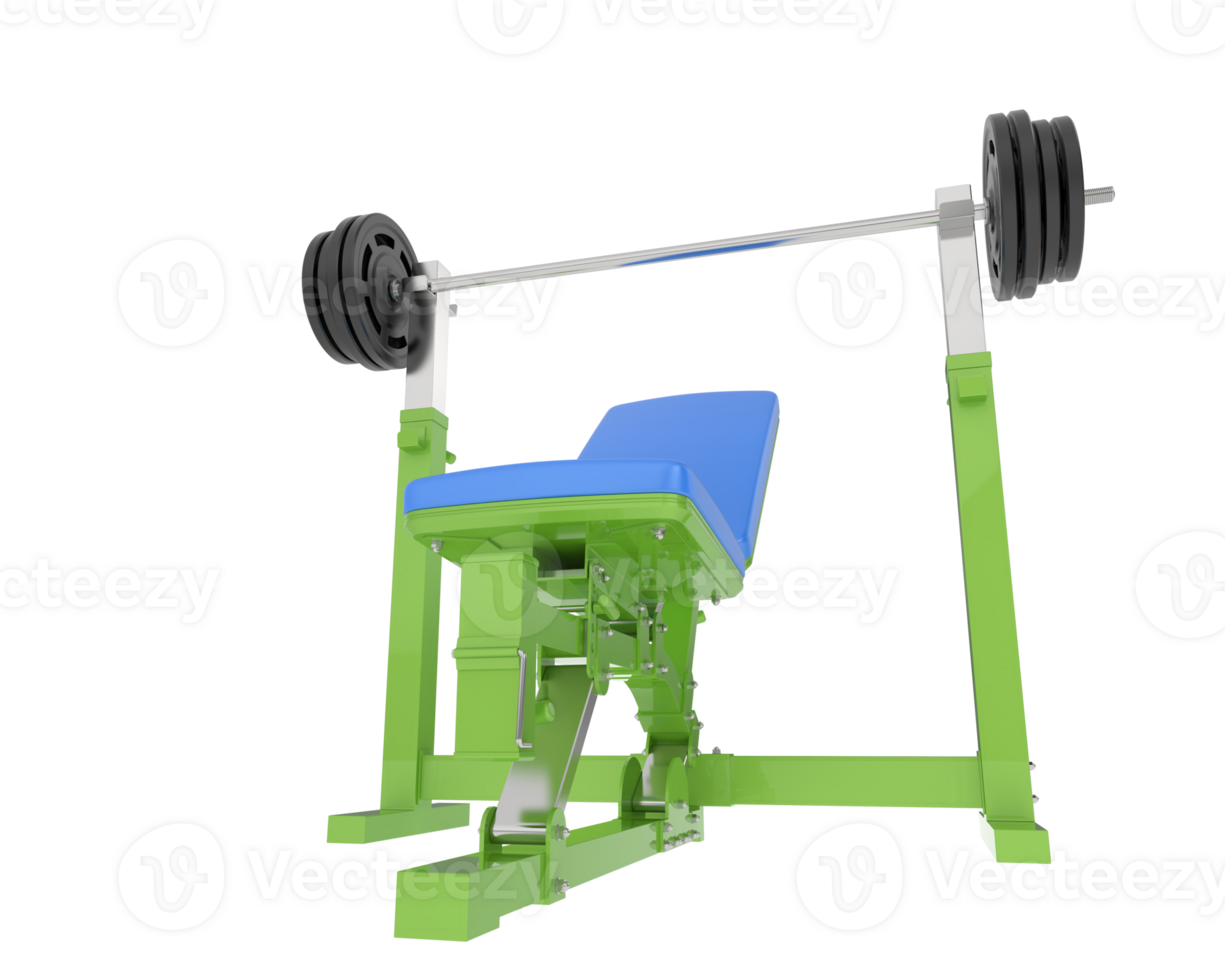 Flat weight bench isolated on background. 3d rendering - illustration png