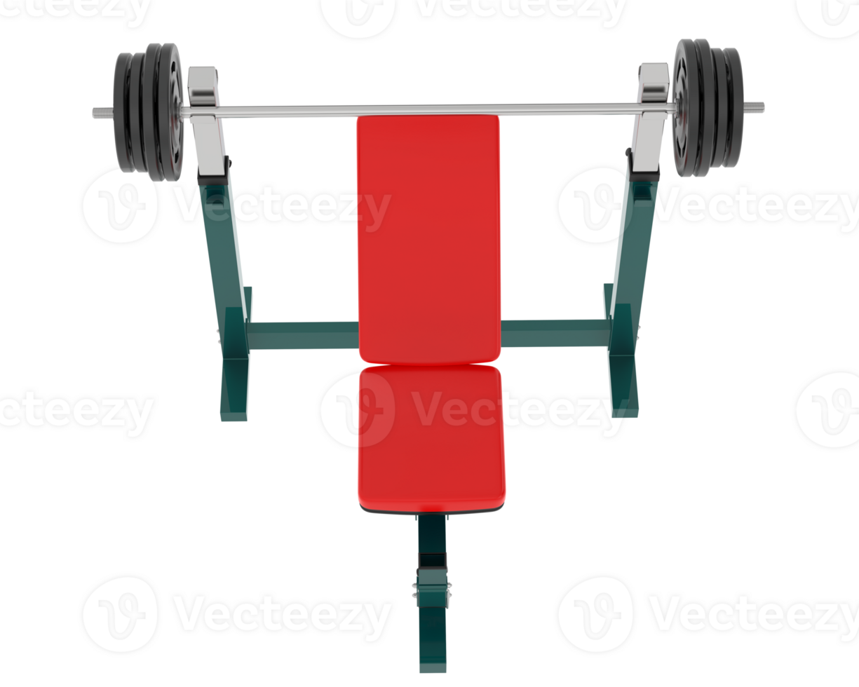 Flat weight bench isolated on background. 3d rendering - illustration png