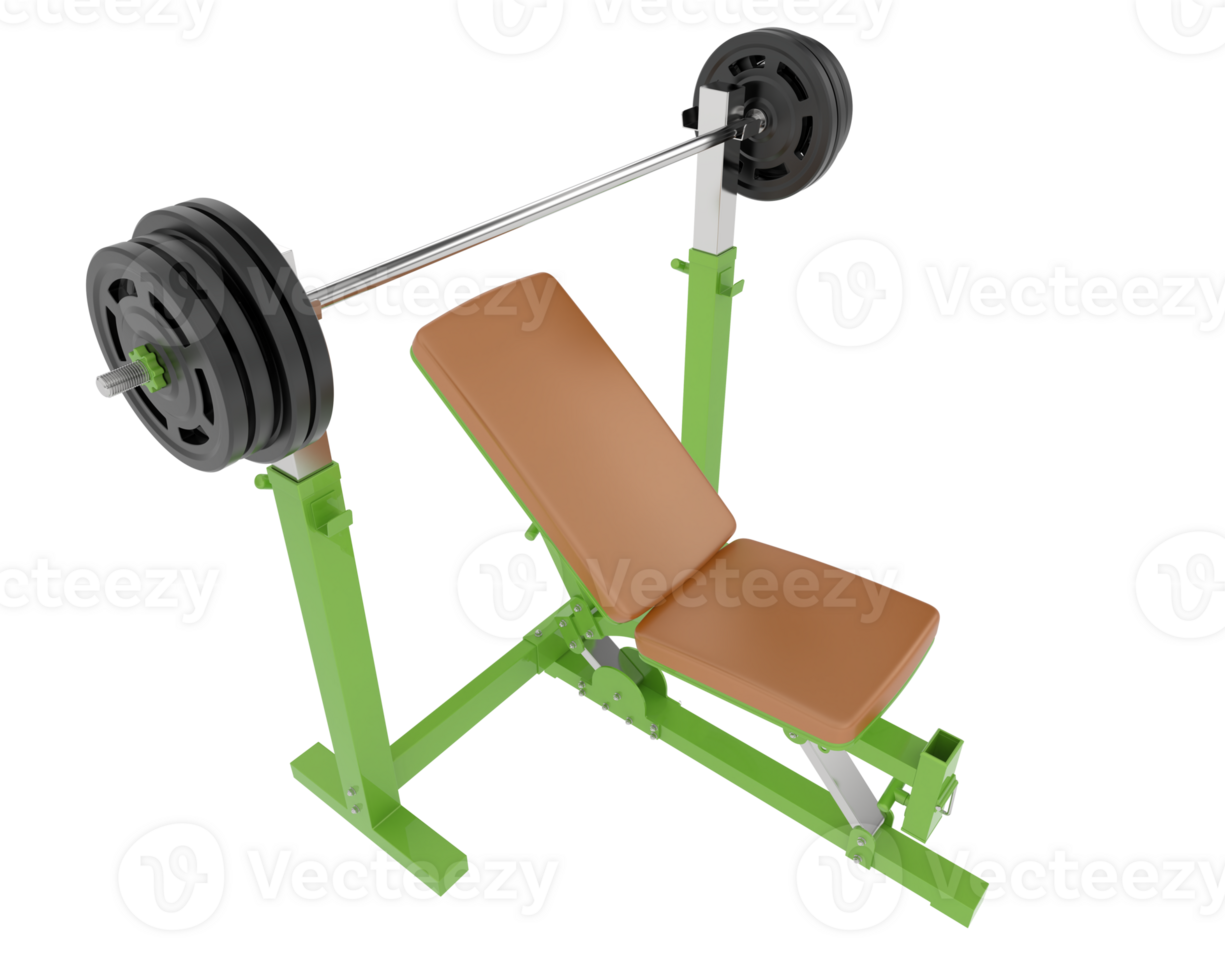 Flat weight bench isolated on background. 3d rendering - illustration png