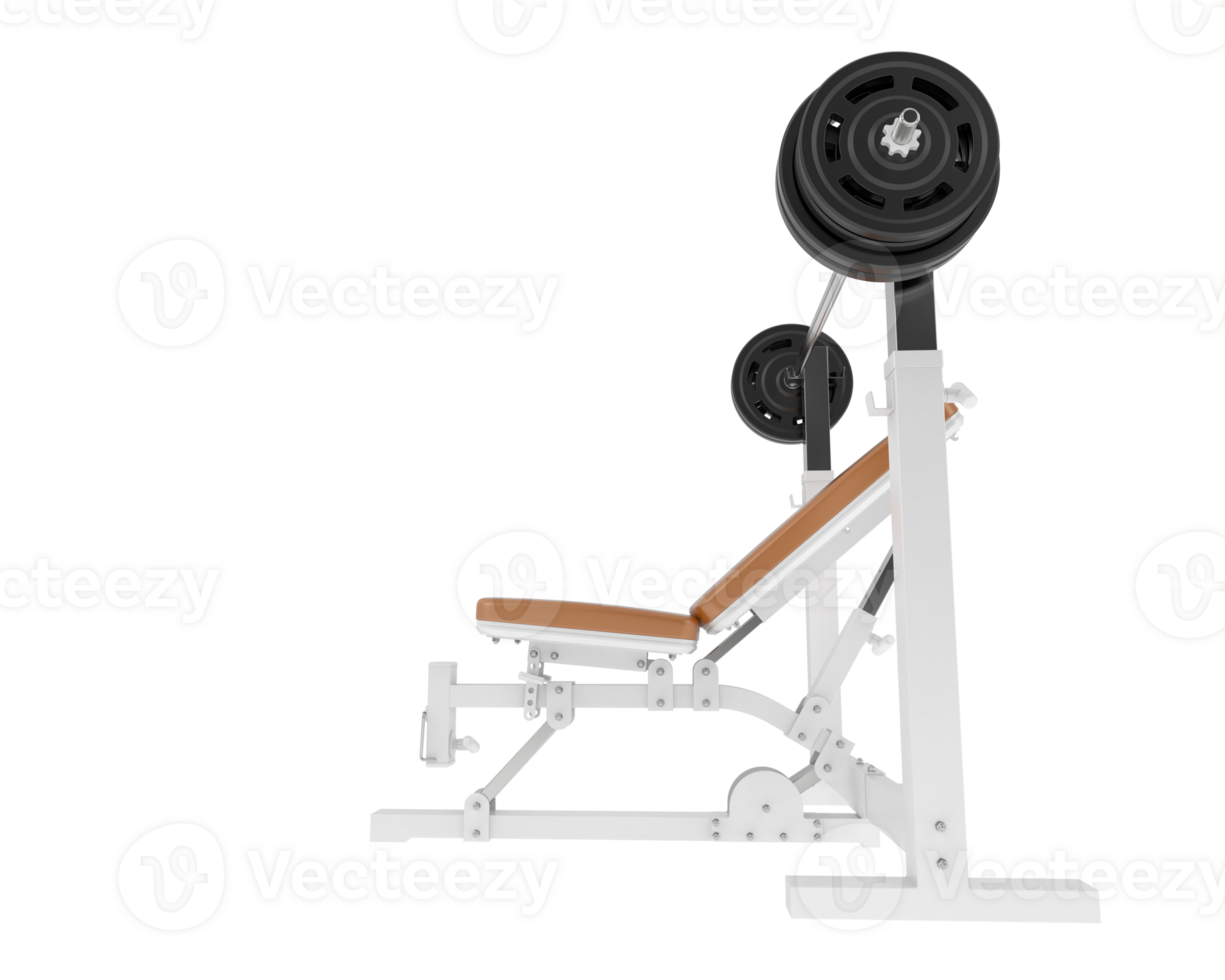 Flat weight bench isolated on background. 3d rendering - illustration png