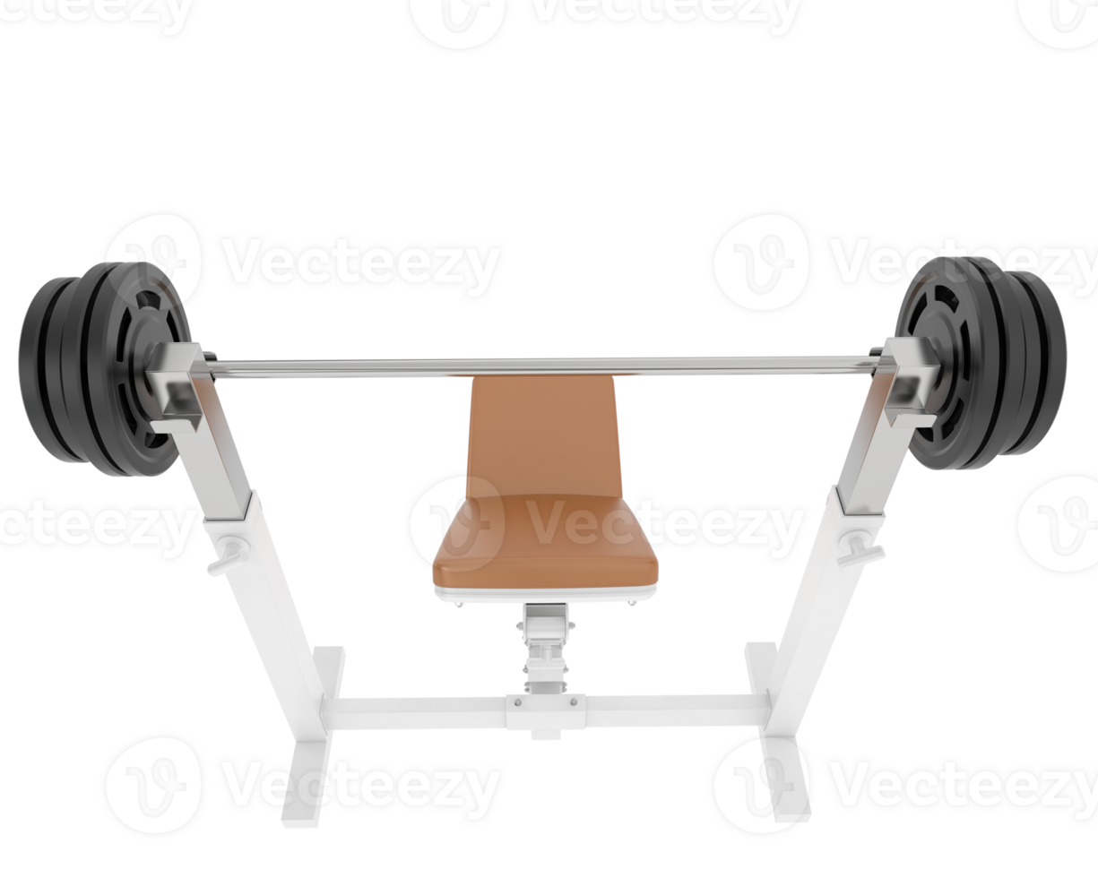 Flat weight bench isolated on background. 3d rendering - illustration png