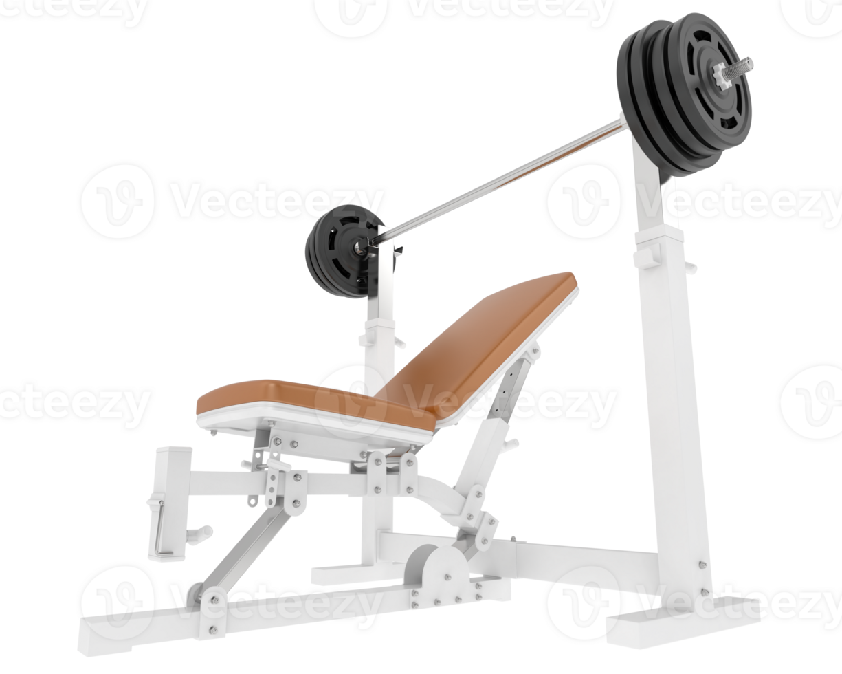 Flat weight bench isolated on background. 3d rendering - illustration png