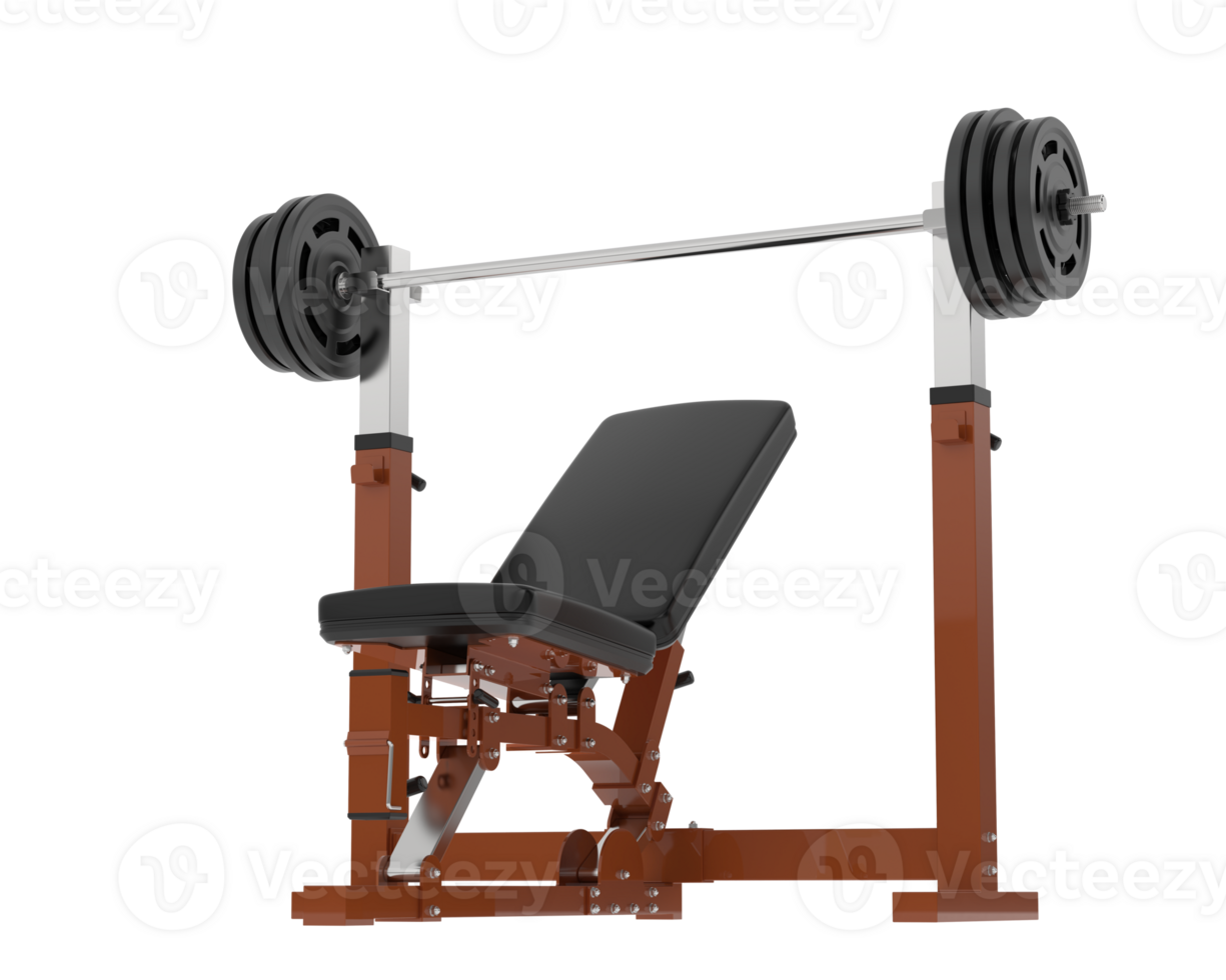 Flat weight bench isolated on background. 3d rendering - illustration png