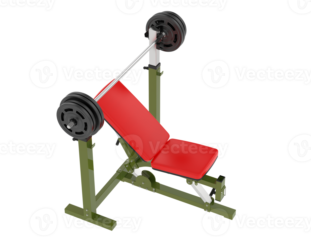 Flat weight bench isolated on background. 3d rendering - illustration png