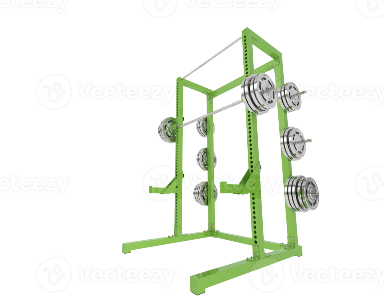 Gym half rack isolated on background. 3d rendering - illustration png