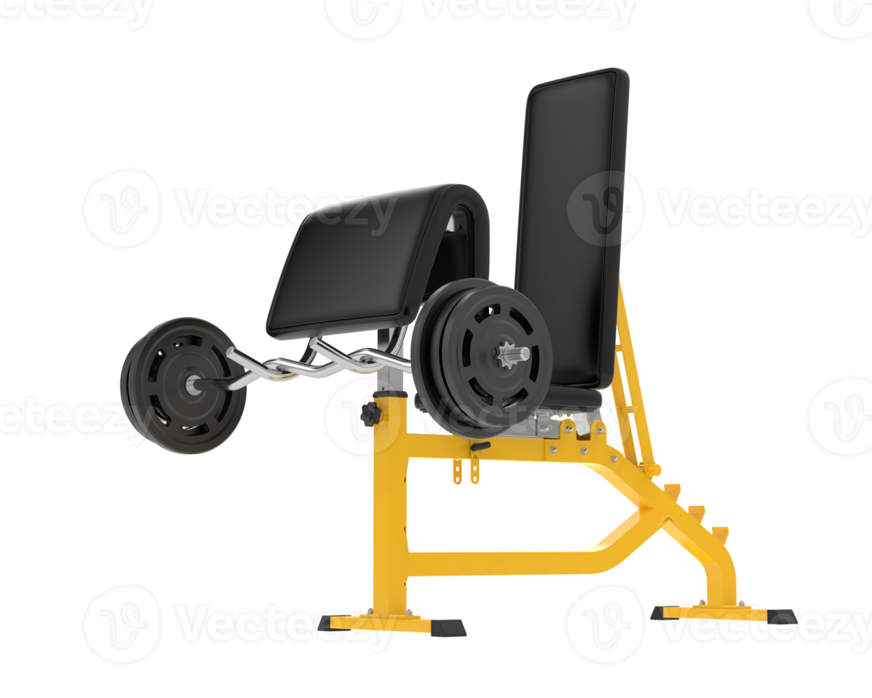 Arm curl bench isolated on background. 3d rendering - illustration png