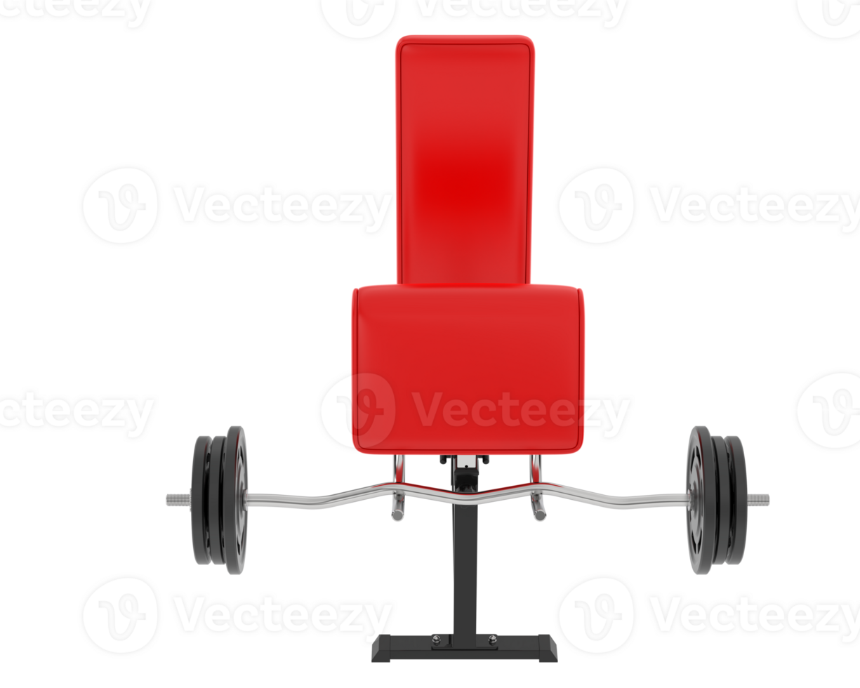 Arm curl bench isolated on background. 3d rendering - illustration png