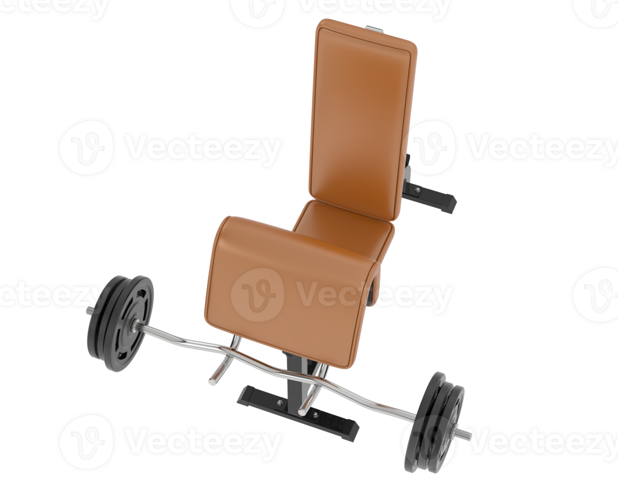 Arm curl bench isolated on background. 3d rendering - illustration png