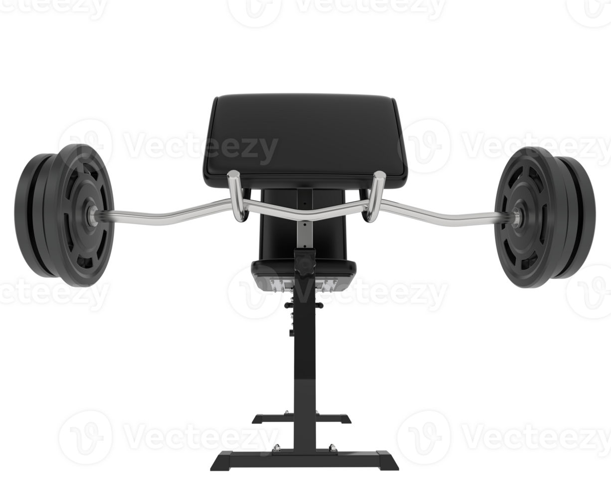 Arm curl bench isolated on background. 3d rendering - illustration png