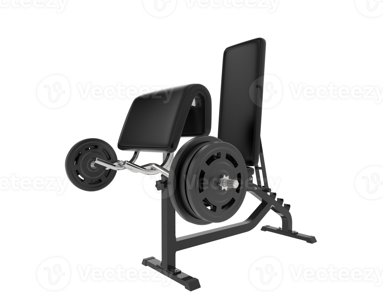 Arm curl bench isolated on background. 3d rendering - illustration png