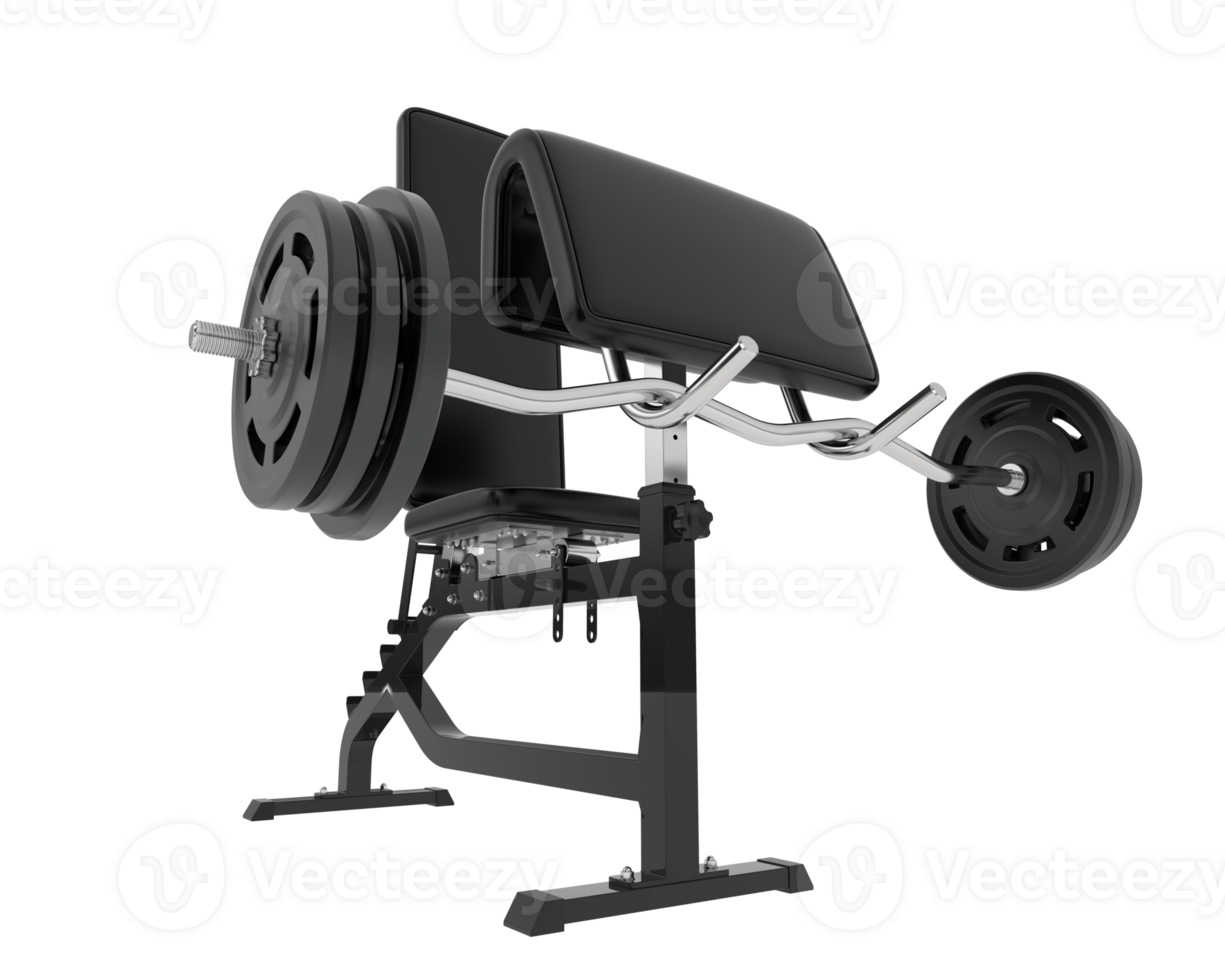 Arm curl bench isolated on background. 3d rendering - illustration png