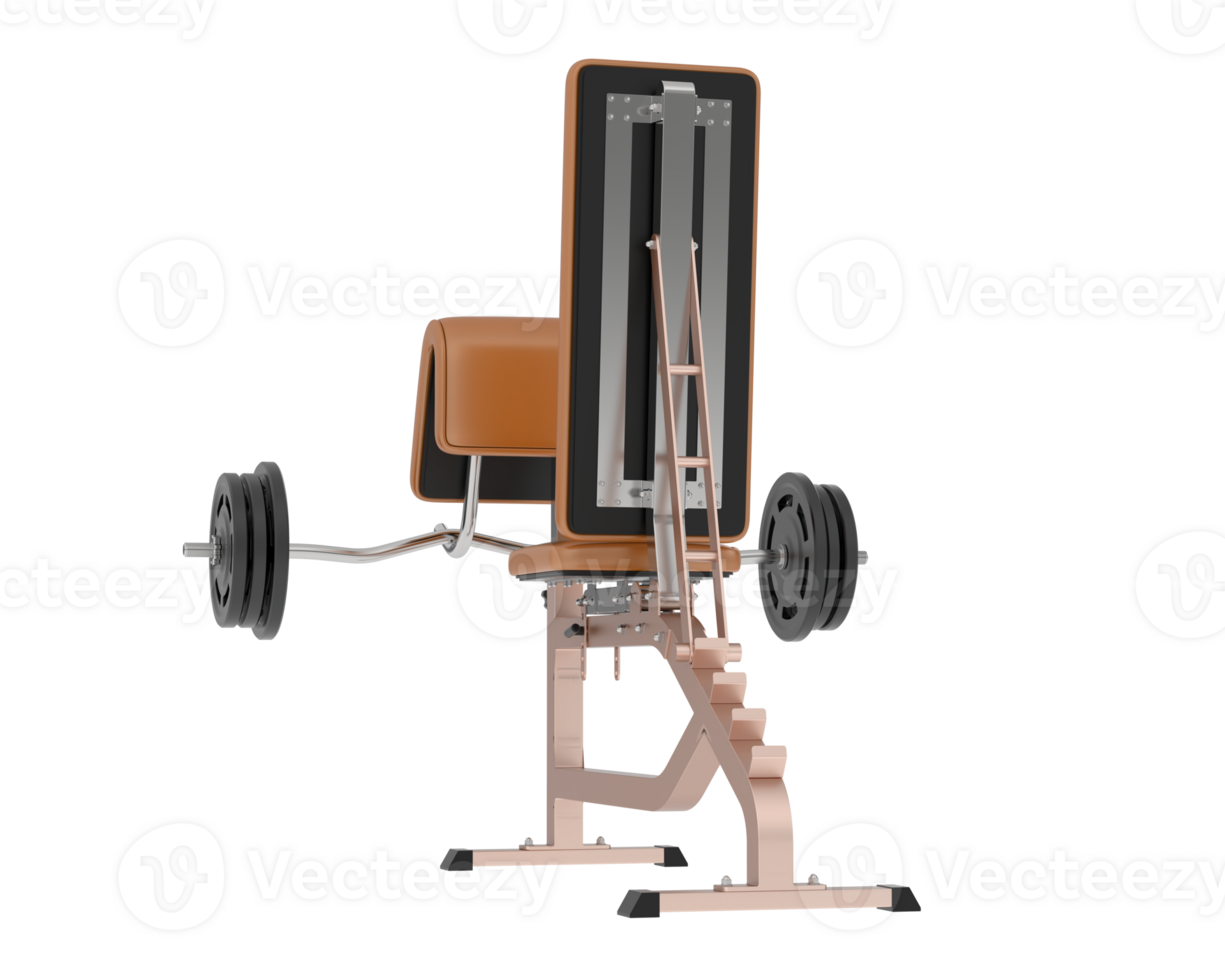 Arm curl bench isolated on background. 3d rendering - illustration png