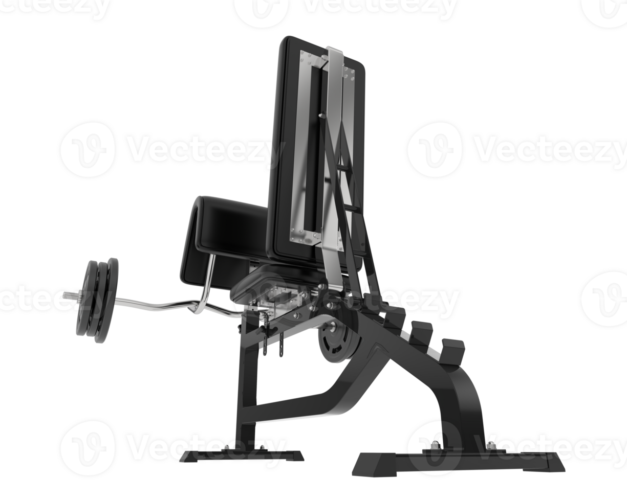 Arm curl bench isolated on background. 3d rendering - illustration png
