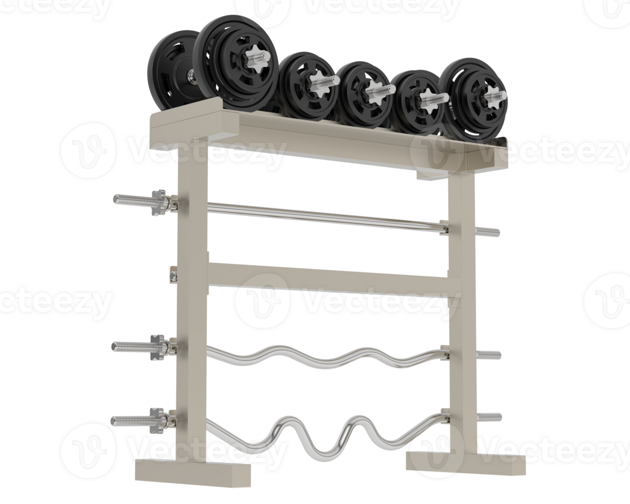 Weight rack isolated on background. 3d rendering - illustration png