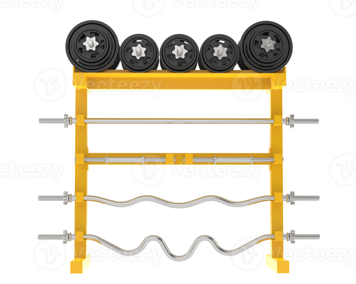 Weight rack isolated on background. 3d rendering - illustration png