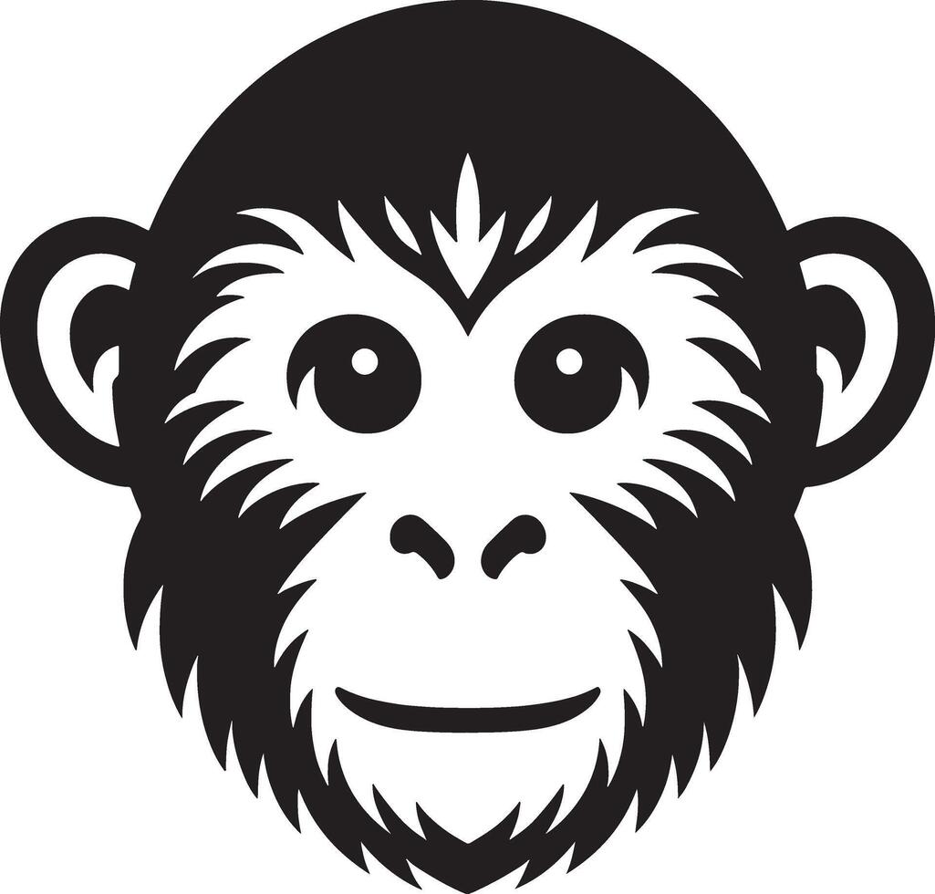 Monkey Face illustration flat black and white clipart icon design template vector