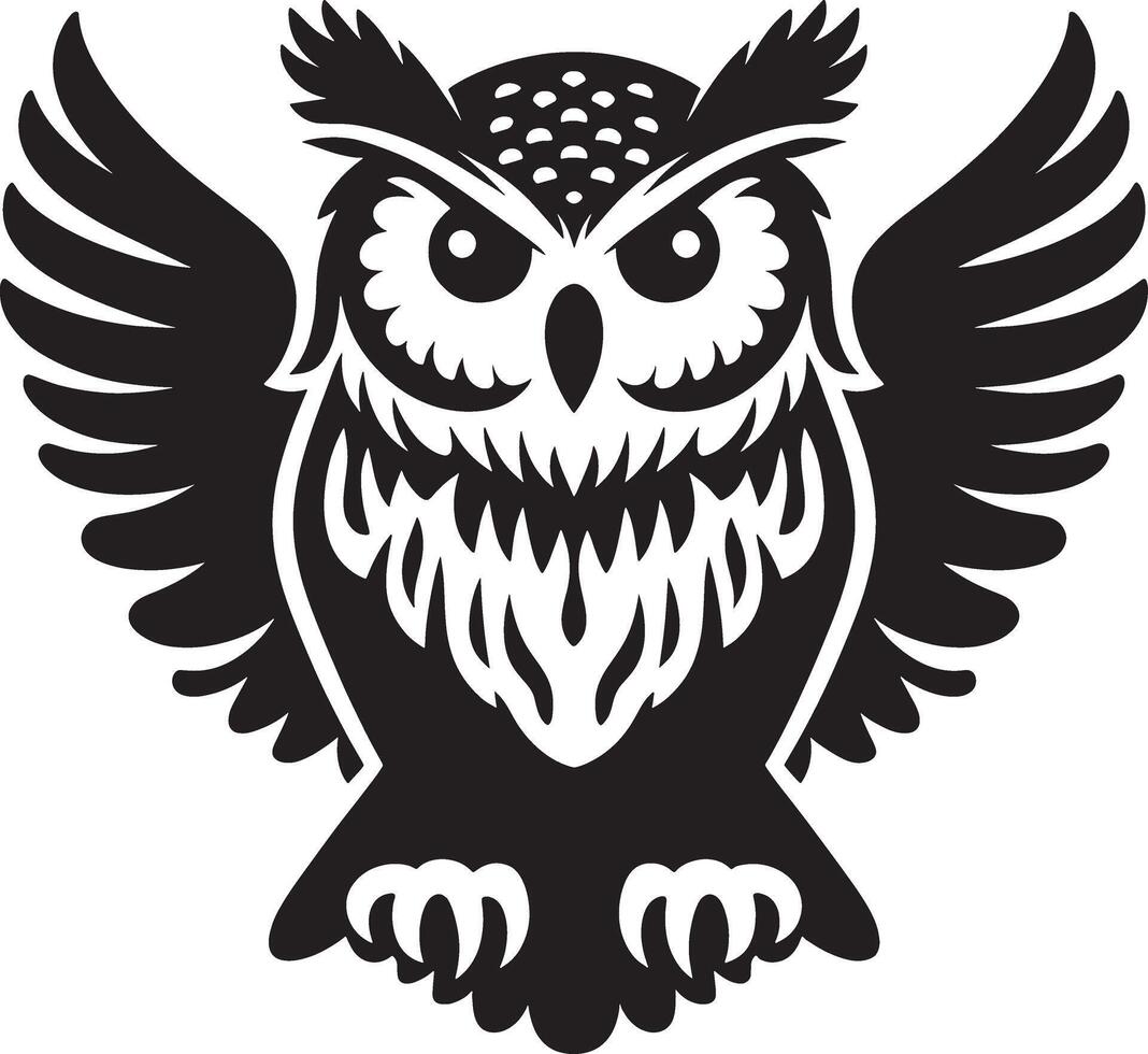Eagle owl abstract minimal illustration logo or icon, clip art, drawing isolated on white background vector