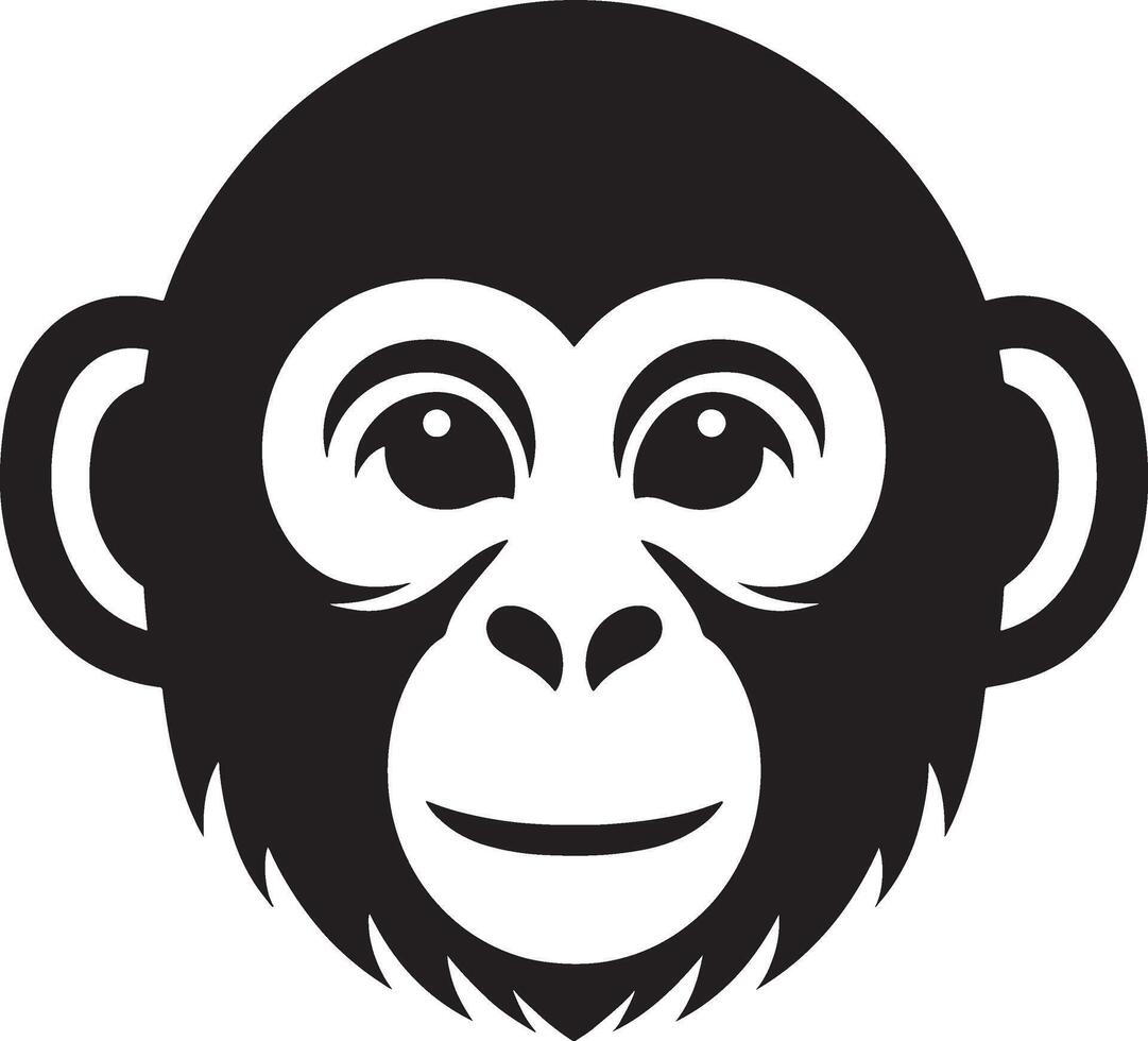 Monkey Face illustration flat black and white clipart icon design template vector