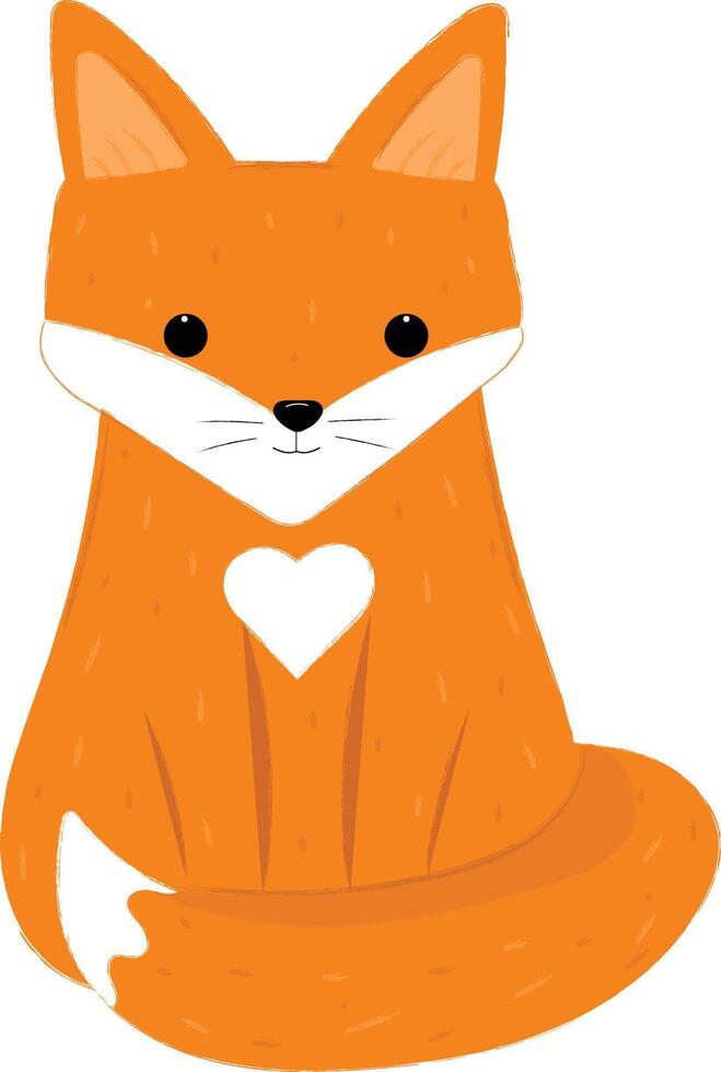 Hand drawn cartoon fox with heart vector