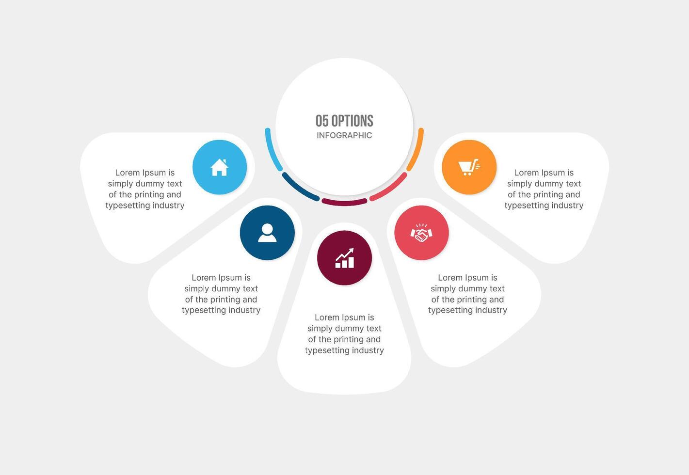 Creative Circle Infographic Template Design with 5 Steps Options vector