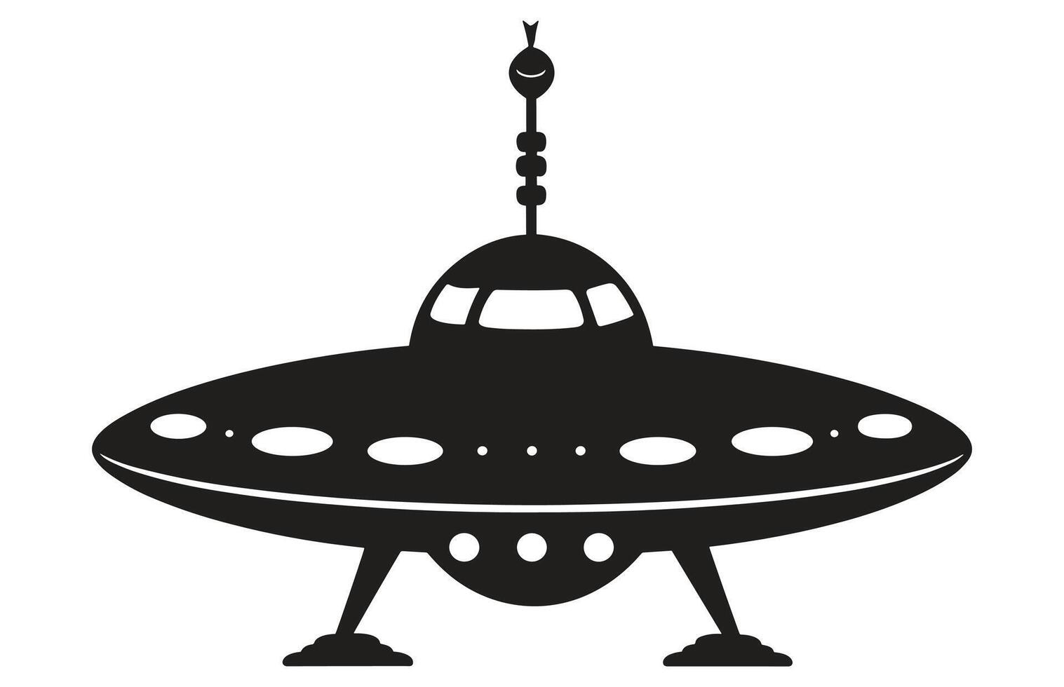 UFO alien spacecraft black silhouette collection, simple alien ship symbol, space flying saucer. vector