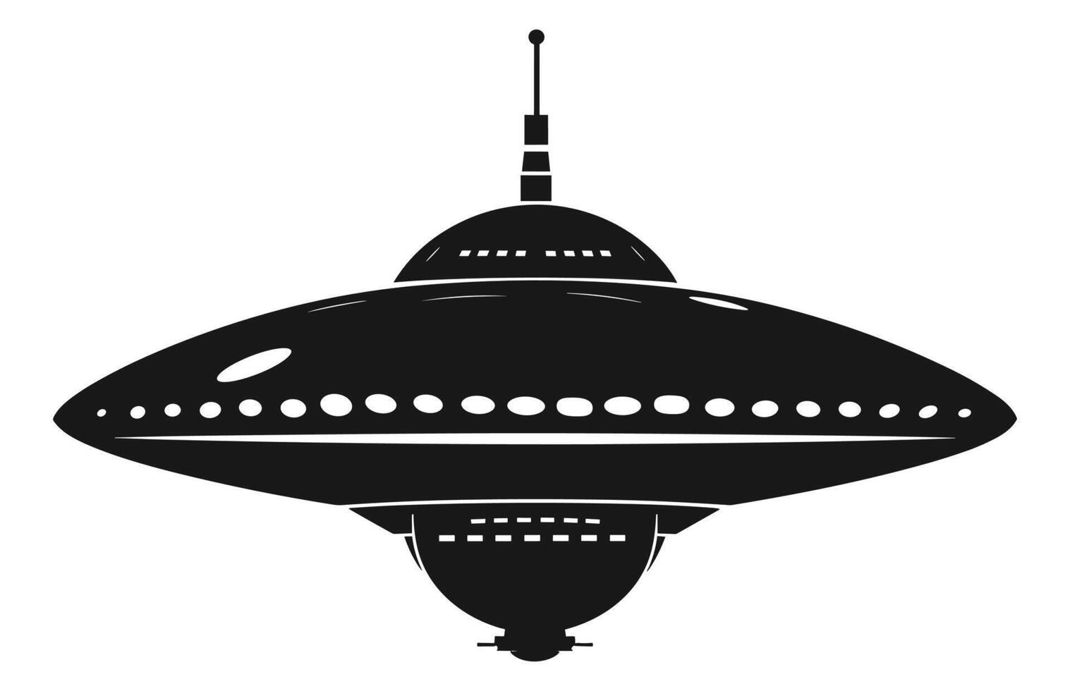 UFO alien spacecraft black silhouette collection, simple alien ship symbol, space flying saucer. vector