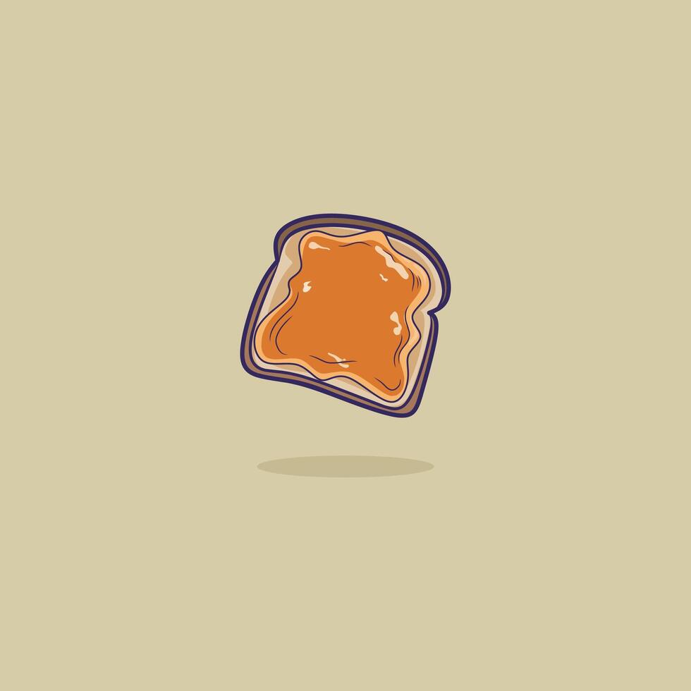 Cute funny bread with jam character. flat line cartoon kawaii character illustration icon vector