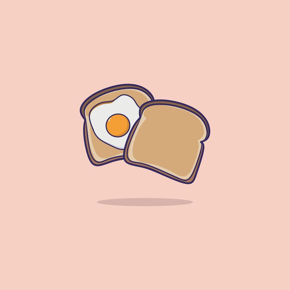 Bread with egg topping cartoon design. bread vector