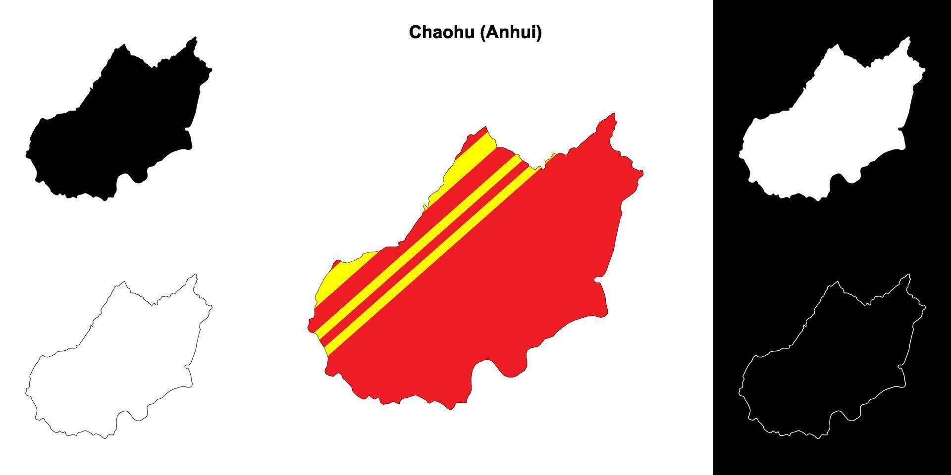 Chaohu blank outline map set 45629962 Vector Art at Vecteezy