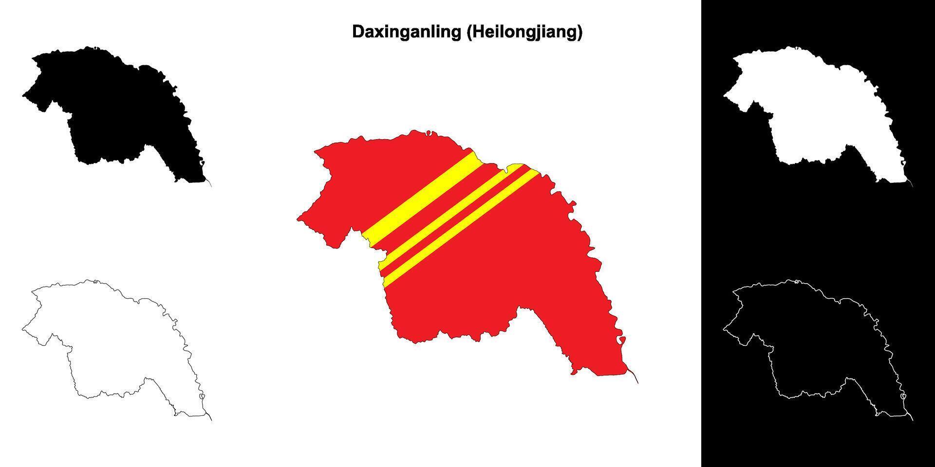 Daxinganling blank outline map set vector